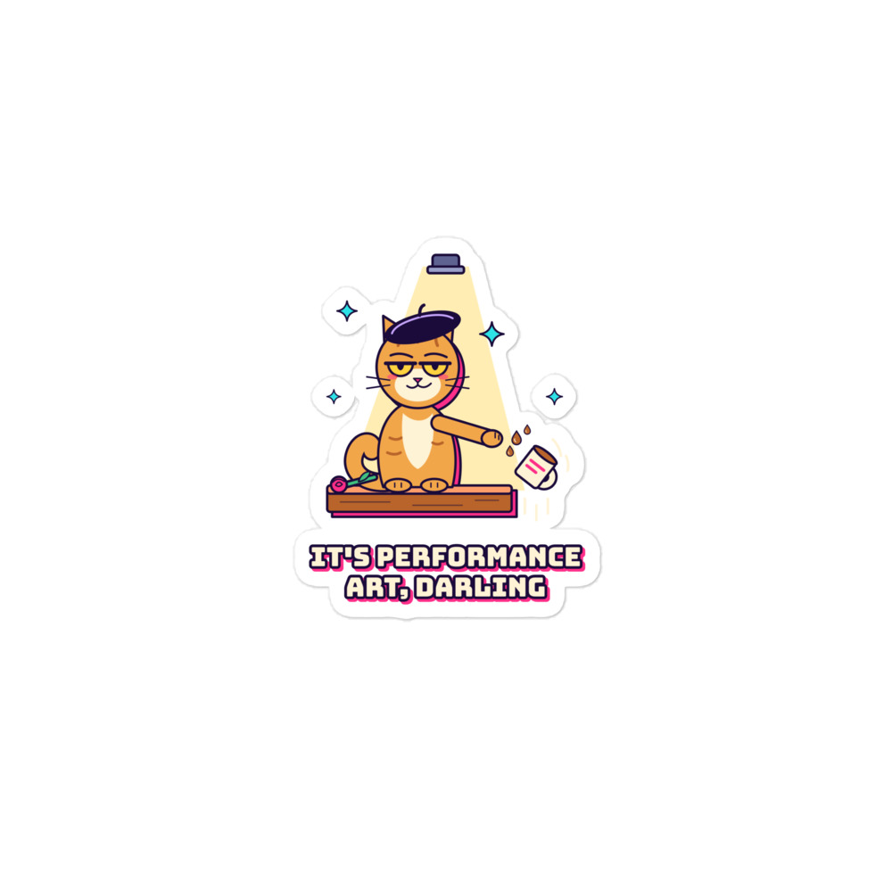 Performance Art Cat Tee Sticker