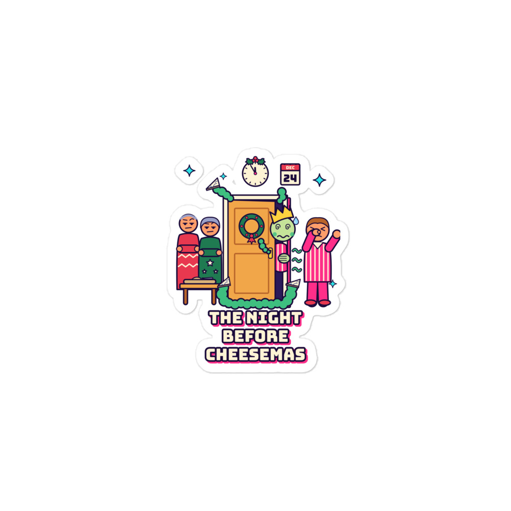 The Night Before Cheesemas Tee Sticker